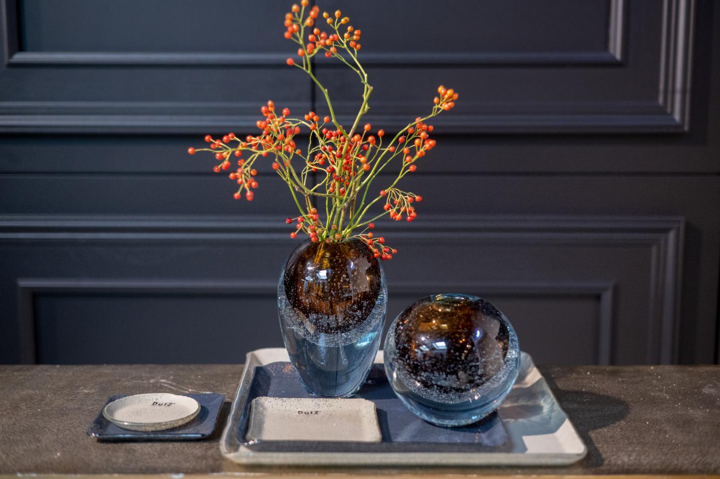 Vase hoola ball amber